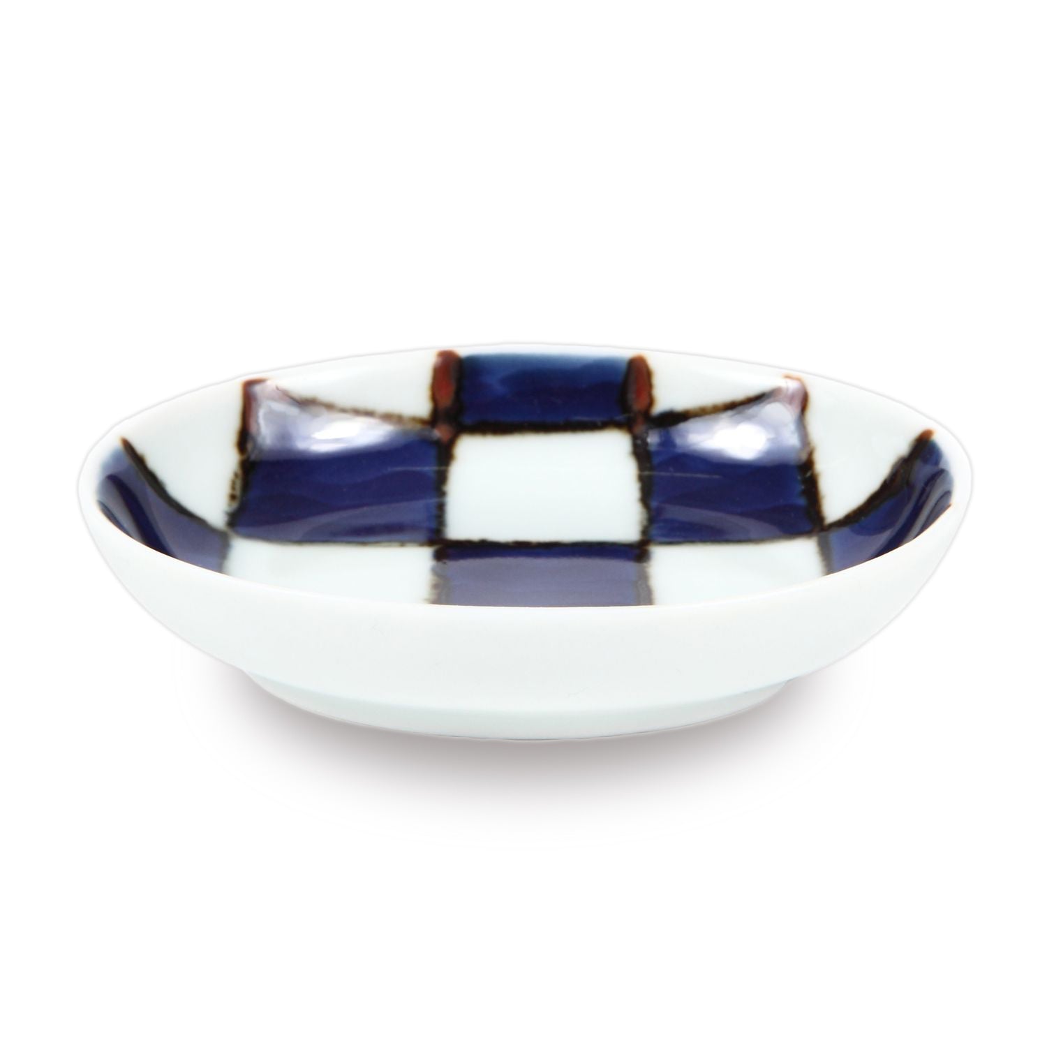 2.2 inch Oval Plate/ Mamezara / Ichimatsu Navy