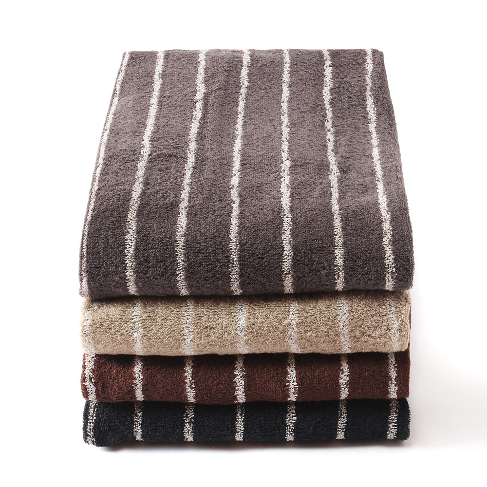 【WA-SHI Stripe of Imabari Towel】Bath Towel, Face Towel, Hand Towel, Handkerchief/ Begie, Brown, Grey, Black