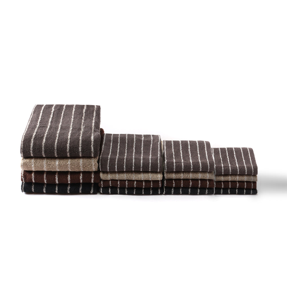 【WA-SHI Stripe of Imabari Towel】Bath Towel, Face Towel, Hand Towel, Handkerchief/ Begie, Brown, Grey, Black