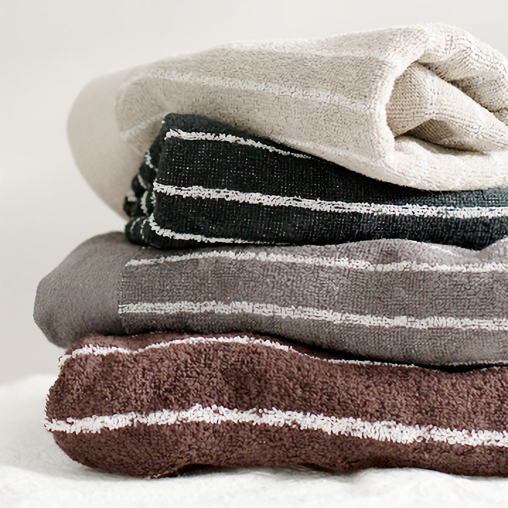 【WA-SHI Stripe of Imabari Towel】Bath Towel, Face Towel, Hand Towel, Handkerchief/ Begie, Brown, Grey, Black