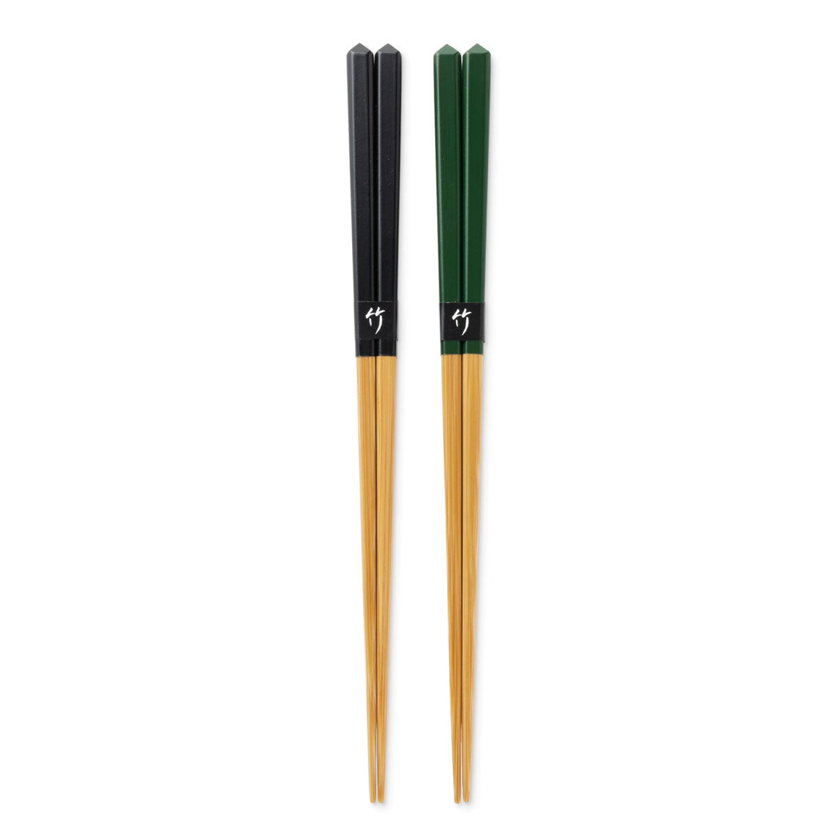 Diamond cut large chopsticks pair set (BLACK×GREEN)