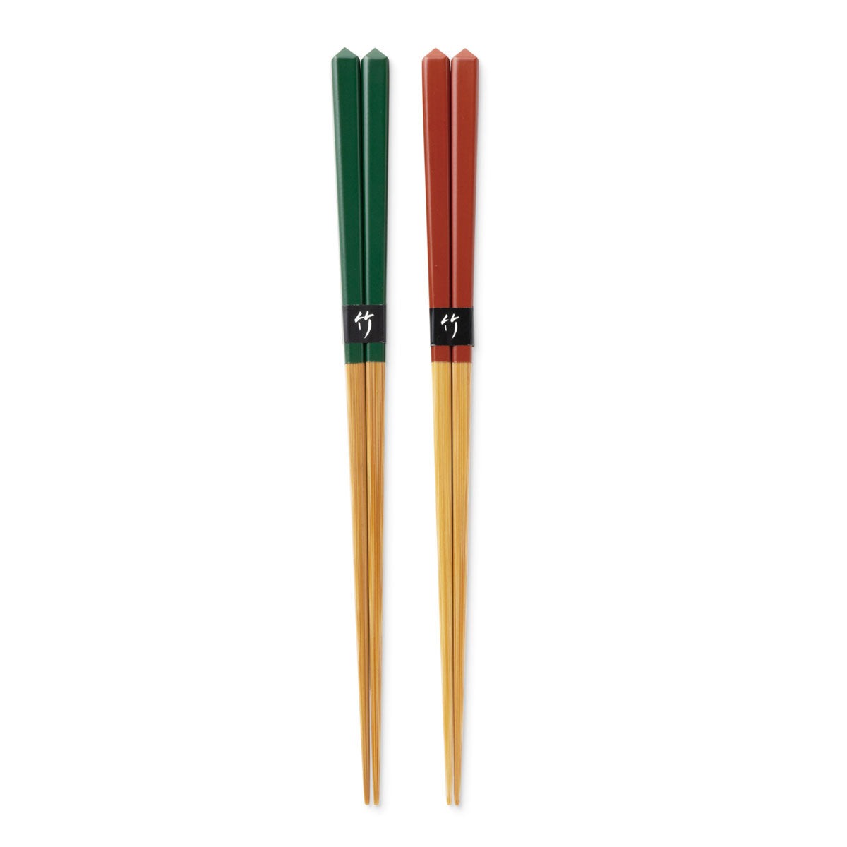 Diamond cut large chopsticks pair set (GREEN×BROWN)