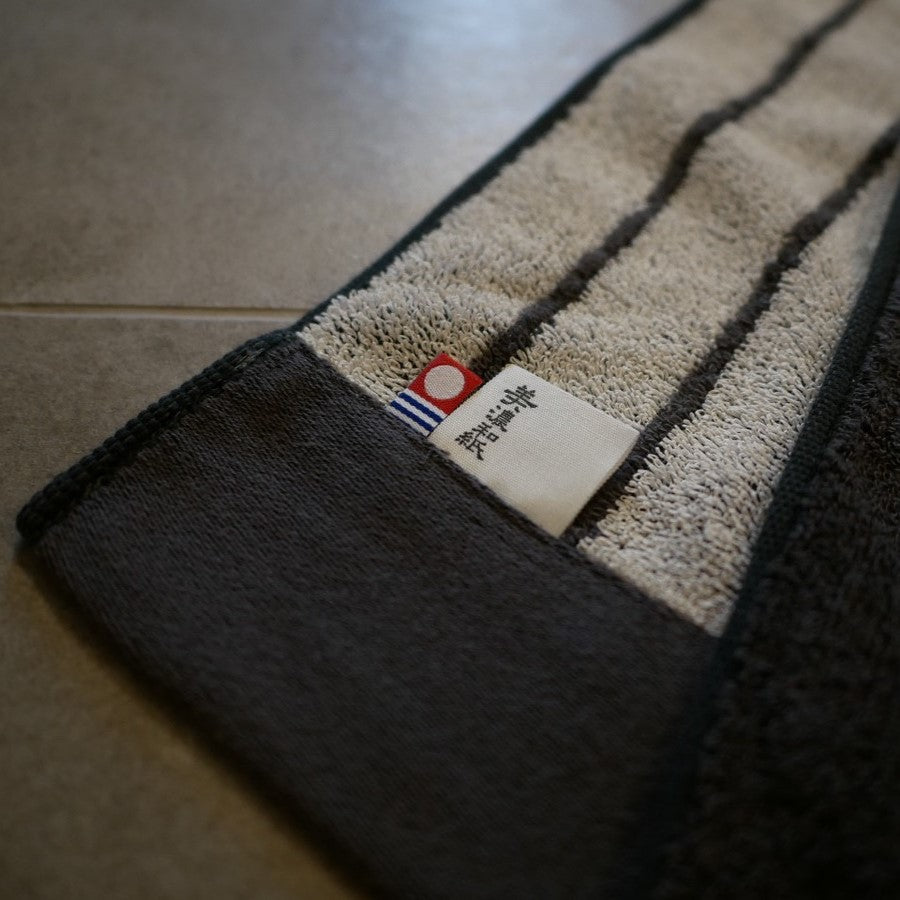 【WA-SHI Stripe of Imabari Towel】Bath Towel, Face Towel, Hand Towel, Handkerchief/ Begie, Brown, Grey, Black