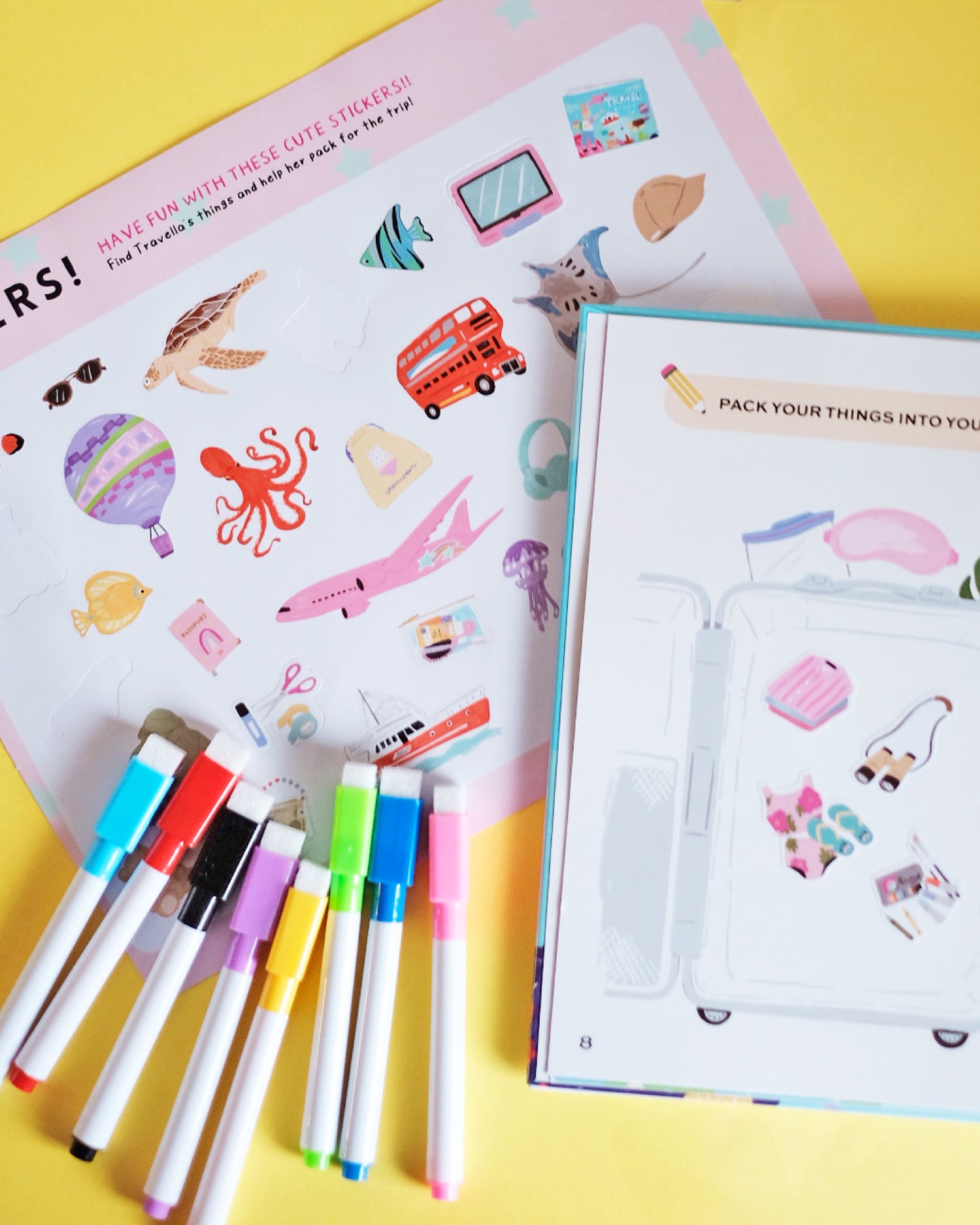 Let's Travel Activity Book with 8color pen（OVER THE RAINBOW）