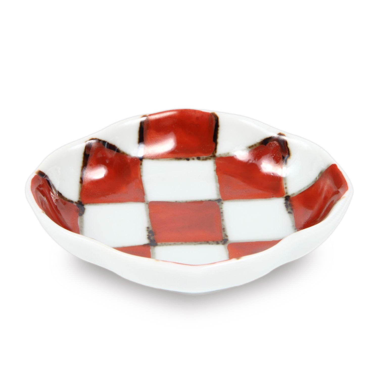 2.5 inch Plate/ Mamezara / Ichimatsu Red