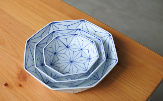 Asanoha three-set bowl