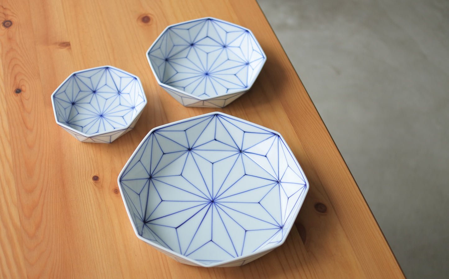 Asanoha three-set bowl