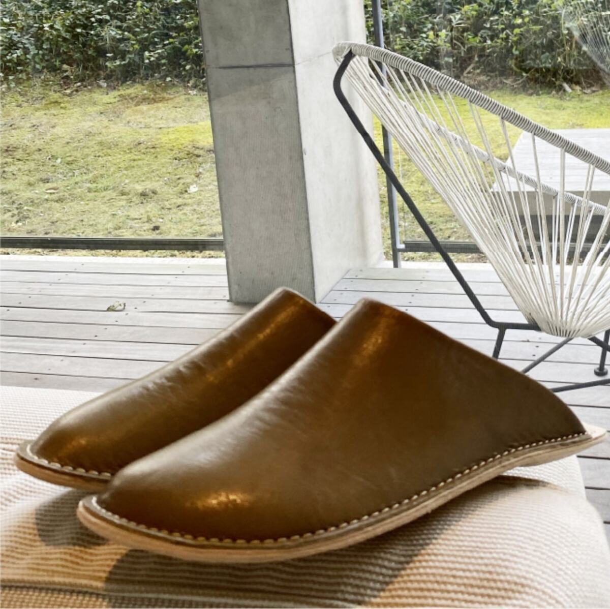 Gloss Leather room shoes / OLIVE / YRJ 003